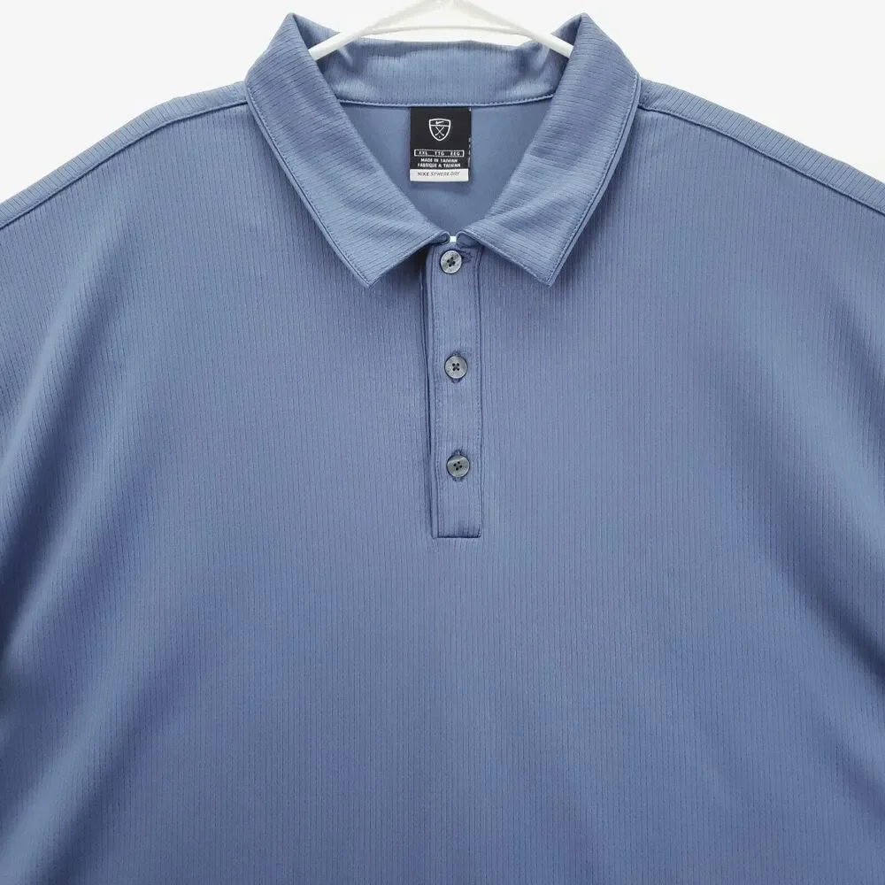 Nike Polo Shirt Mens 2XL Blue Golf Sphere Dry Tiger Woods Classic